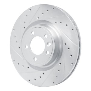 Land Rover Range Rover Brake Rotor (1) - Front Left - R1 Concepts - Drilled & Slotted - Silver - `18-`24